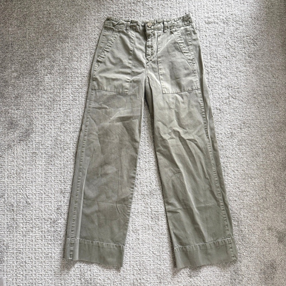 Velvet by Jenny Graham Olive Green Wide Leg Utility Pants Cotton Size 4 Gorpcore